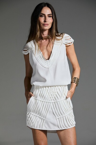 FotoBlusa Manga Tira Viés