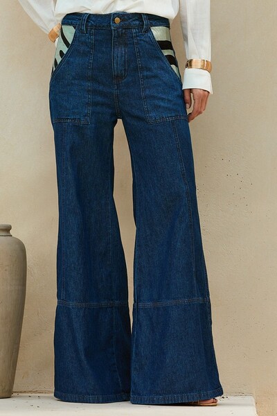 Foto Calça Jeans Couro