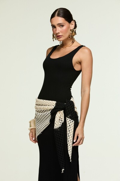 FotoVestido Rib Chale Cintura