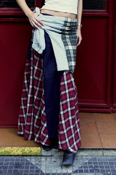 Foto Saia Jeans C Xadrez