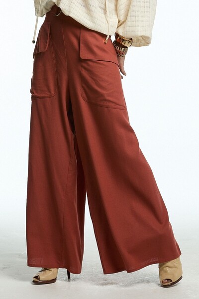 Foto Calça Linho Pantalona