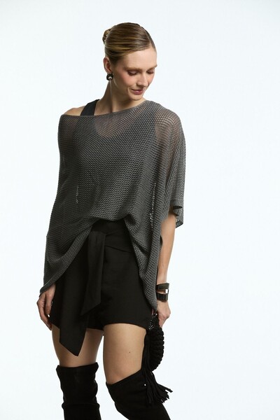 FotoBlusa Tricot Canoa Vazada