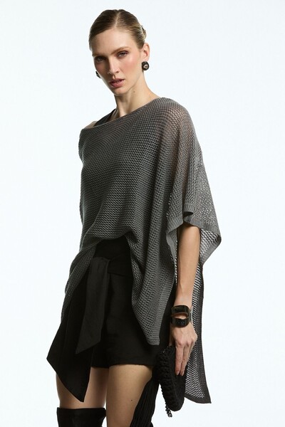 FotoBlusa Tricot Canoa Vazada