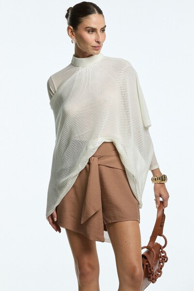 FotoBlusa Tricot Canoa Vazada