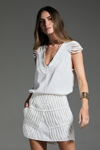 Foto Shorts Saia Tiras Viés