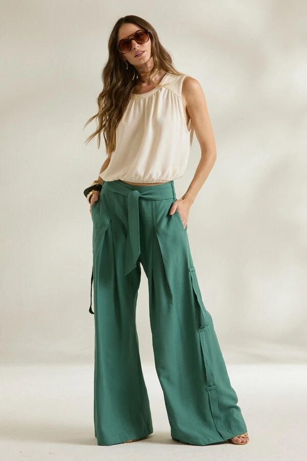 Calça Pregas Femêa