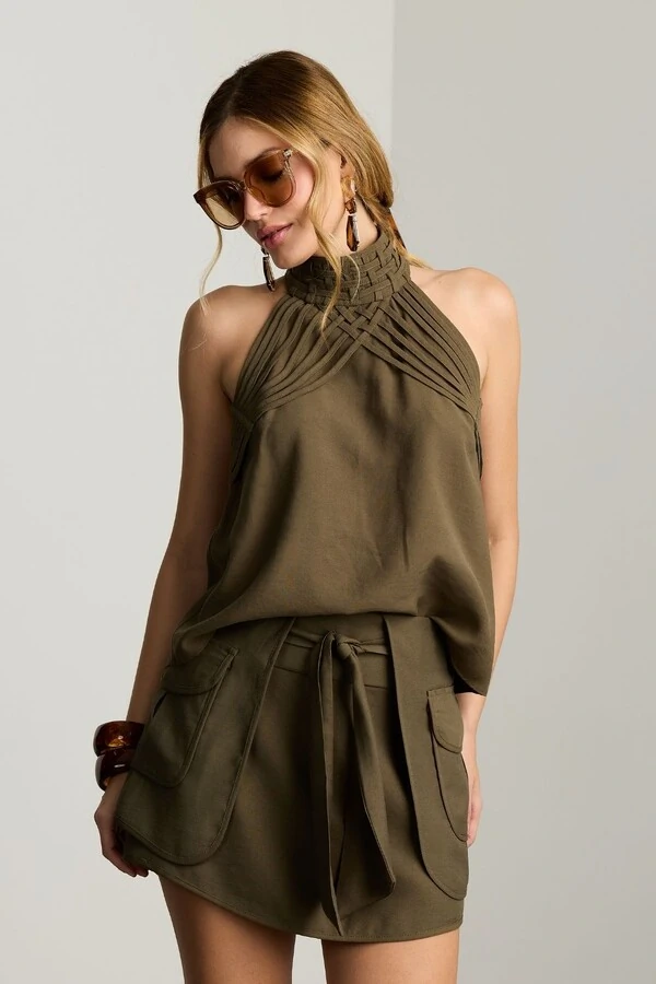 Blusa Gola Tiras Viés