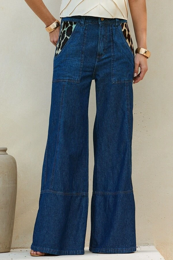 Calça Jeans Couro