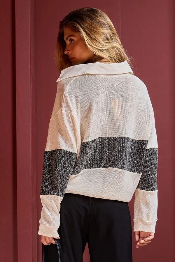Blusa Tricot Bicolor