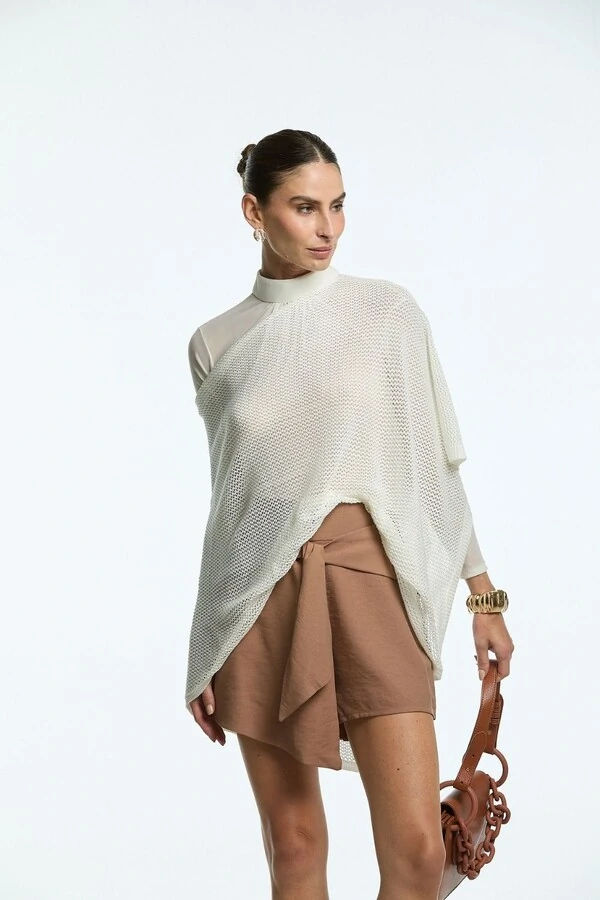 Blusa Tricot Canoa Vazada