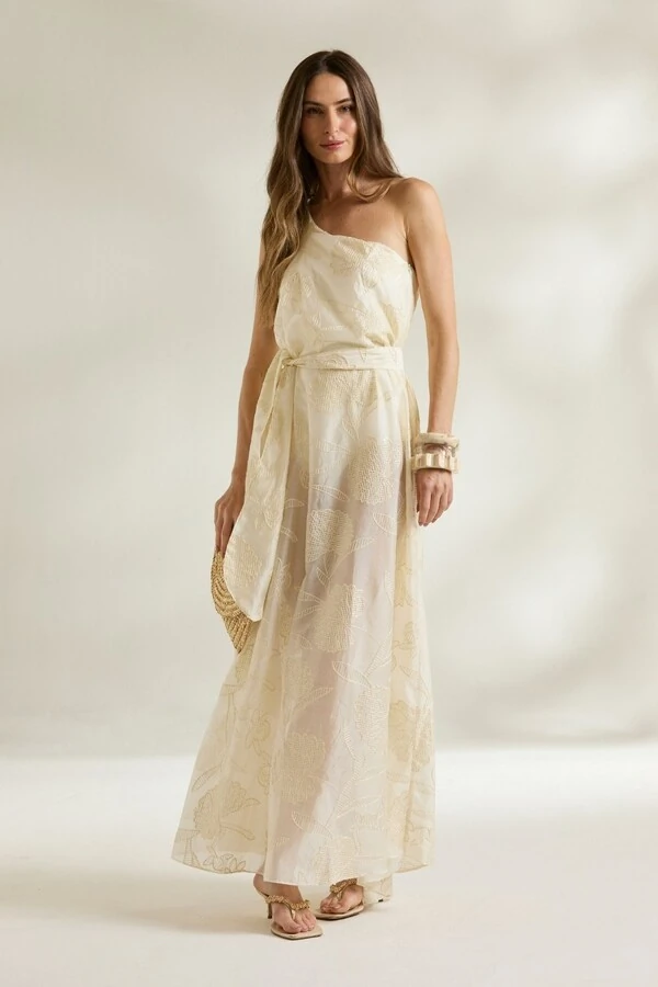 Vestido Ombro Bordado