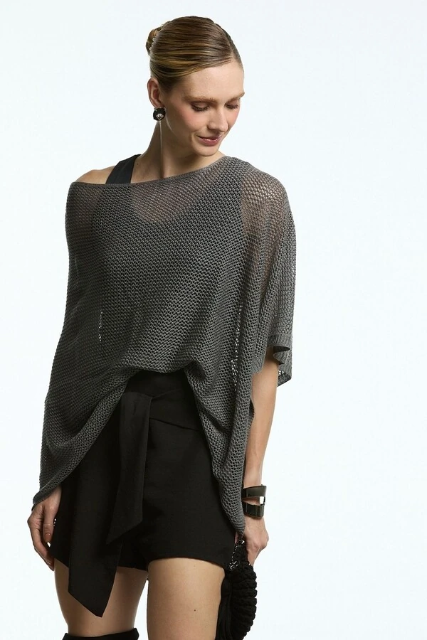 Blusa Tricot Canoa Vazada