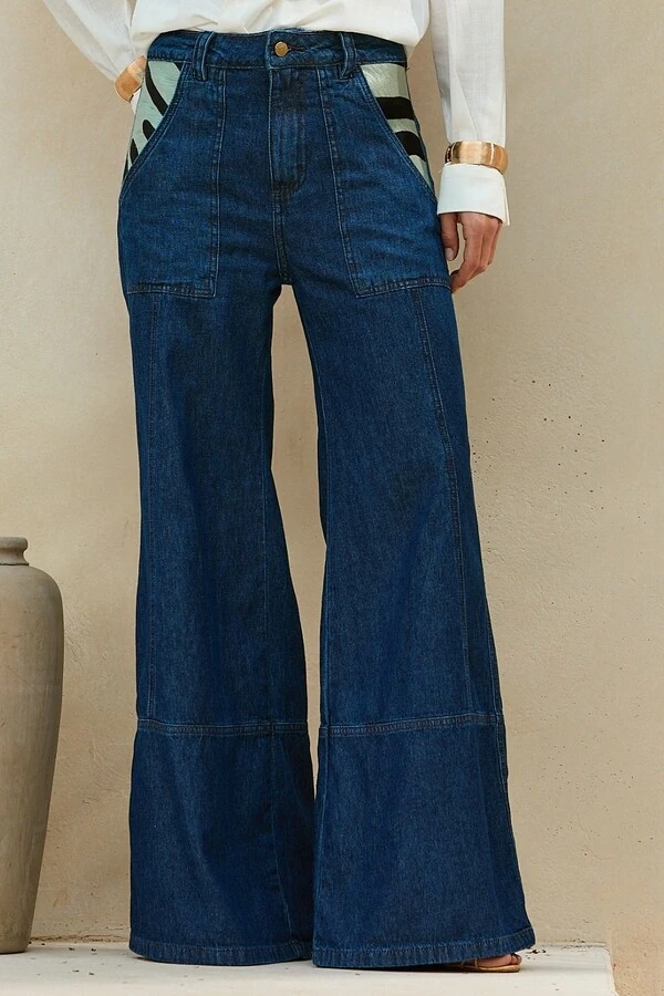 Calça Jeans Couro