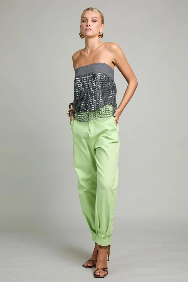 Calça slouchy sarja