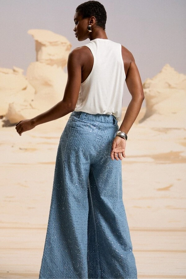 Calça Denim Paete