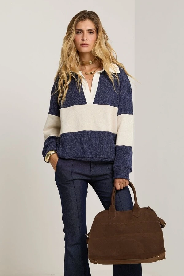 Blusa Tricot Bicolor