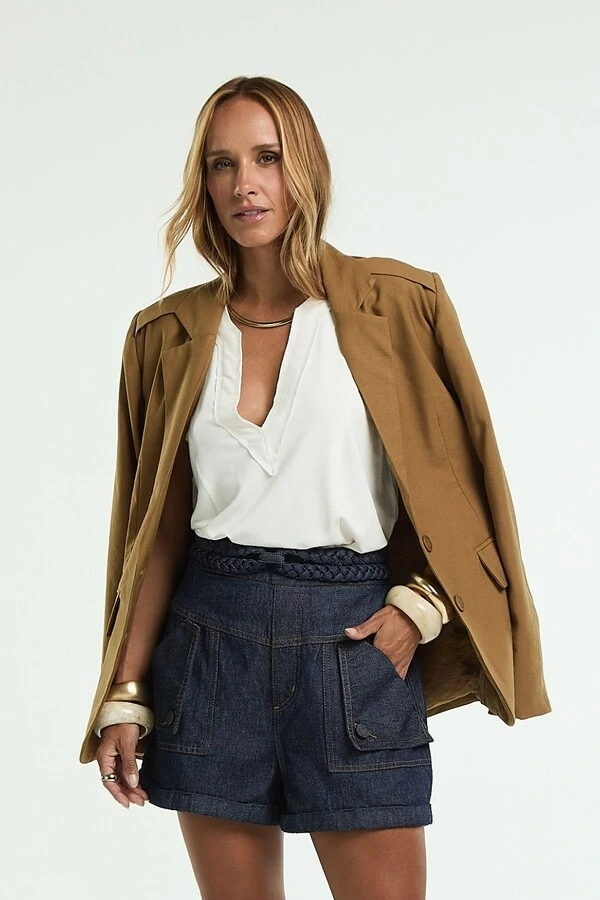 Shorts Jeans Cós Tranças