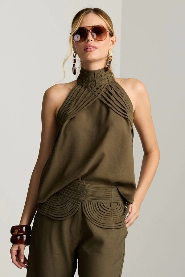 Blusa Gola Tiras Viés