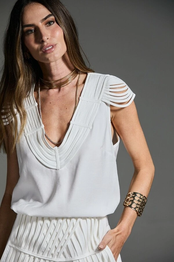 Blusa Manga Tira Viés