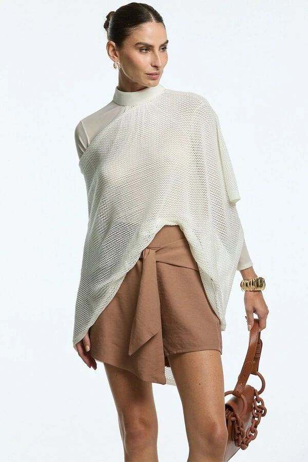 Blusa Tricot Canoa Vazada