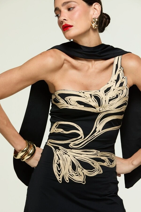 Vestido Jersey Bordado