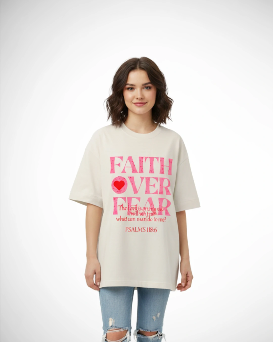 FotoCamiseta Oversized Faith Over Fear