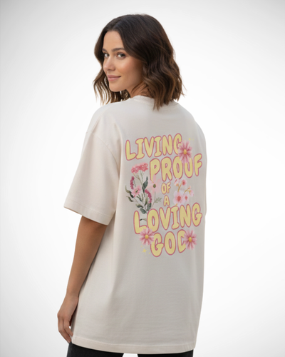 FotoCamiseta Oversized Living Proof of a Loving God