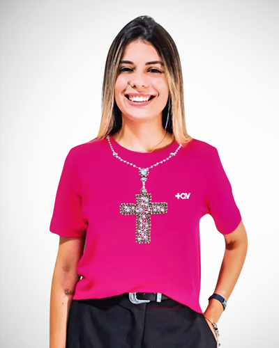 Foto Blusa Cruz Com Pedrarias Bordada À Mão Pink