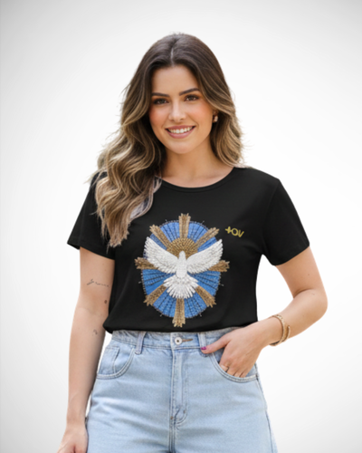 Foto Blusa Holy Spirit +QV Com Pedrarias Bordada À Mão
