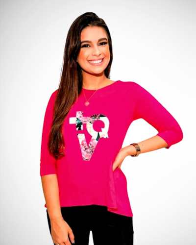 Foto Blusa Remaker Flores Manga 7/8