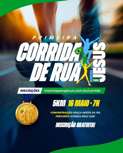 Foto 1ª Corrida de Rua Marcha para Jesus 2026