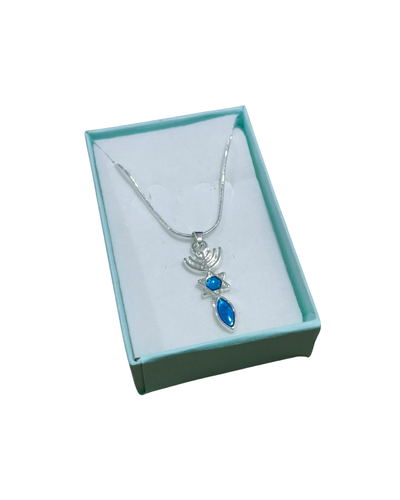 FotoGargantilha Com Pingente Simbolo Messiânico Prateado