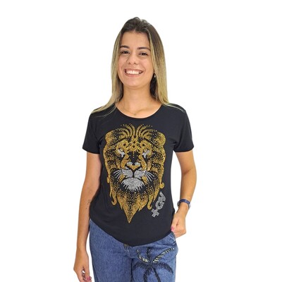 Blusa leão dourado inabalável Manga Curta