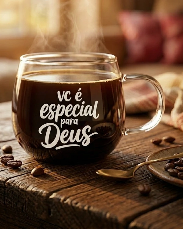 Caneca Xícara De Vidro 300ml Vc é Especial para Deus