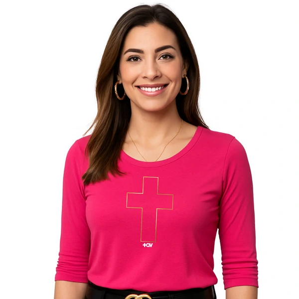Blusa +QV cruz dourada