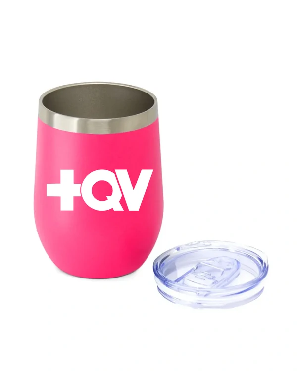 Copo Térmico +QV Aço Inox com Tampa Acrílica Rosa Chiclete Fosco - 350ml