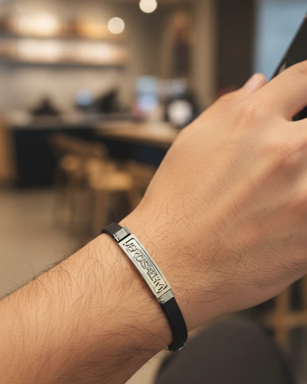 Pulseira de Silicone Jerusalém em Aço