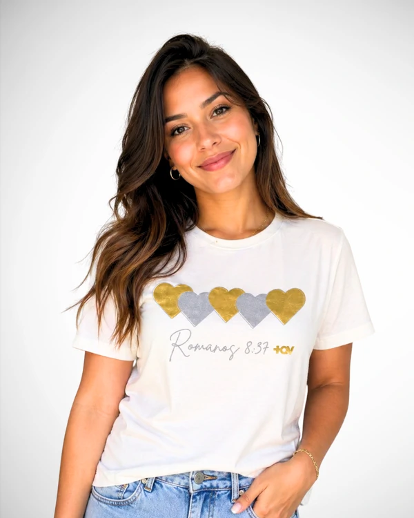 Blusa +QV Corações Off-White