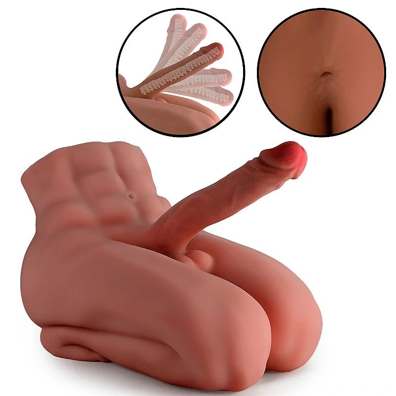 Foto Boneco Meio Corpo Masculino de Joelhos com Pênis 20 cm