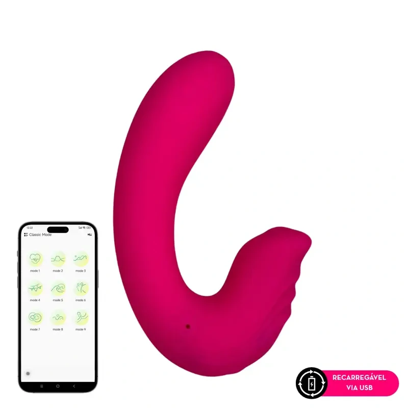 Foto Vibrador de Casal com Estimulador Clitoriano Controle por Aplicativo