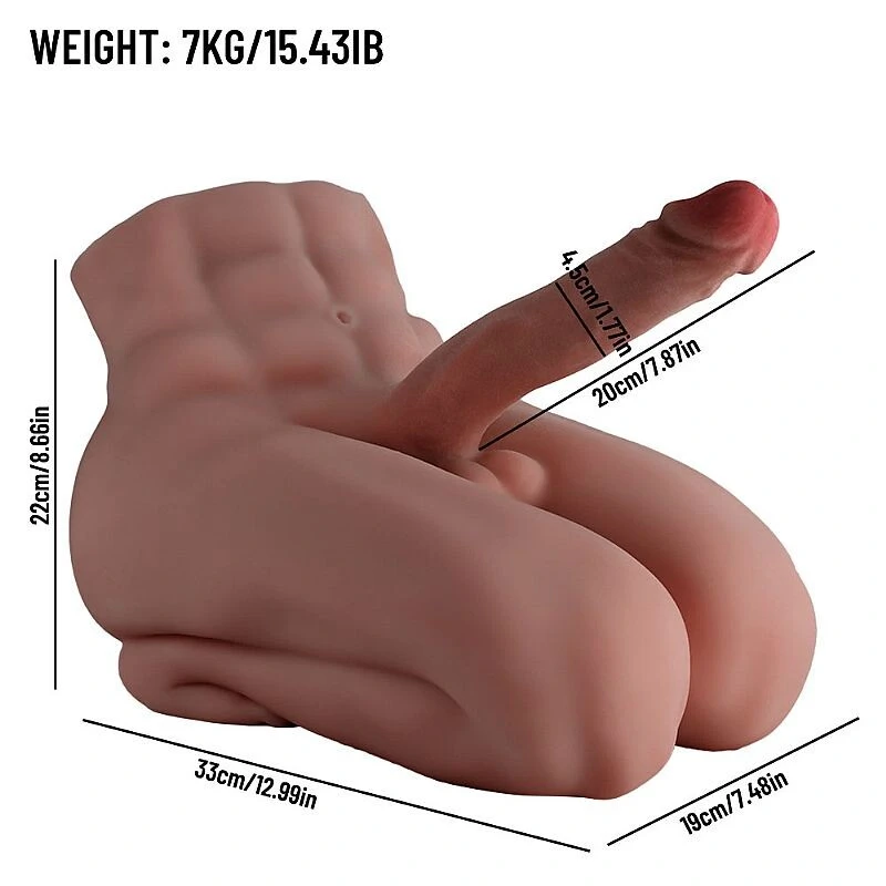 Foto Boneco Meio Corpo Masculino de Joelhos com Pênis 20 cm
