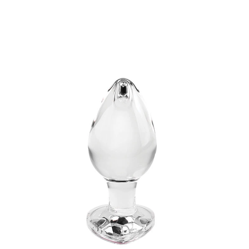 Foto Plug Anal Grande em Vidro com Pedra Brilhante na Base Formato Coração