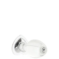 Plug Anal Grande em Vidro com Pedra Brilhante na Base Formato Coração