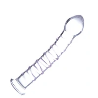 Plug Penetrador Dildo de Vidro com Espiral em Alto Relevo