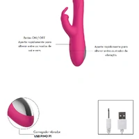 Vibrador Vai e Vem com Estimulador Duplo Rabbit Ponto G