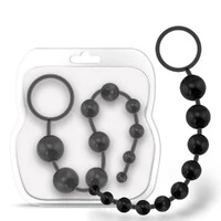 Plug Anal Cordão de Silicone com Esferas Escalonadas e Alça