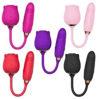 Vibrador de Ponto G e Clitóris com Vai e Vem Formato de Rosa Hortênsia