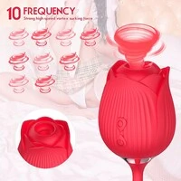 Vibrador de Ponto G e Clitóris com Vai e Vem Formato de Rosa Hortênsia