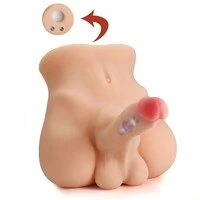 Boneco Meio Corpo Masculino Pênis Vibrador Vai e Vem com Ânus