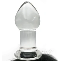 Plug Anal de Vidro com Rabo Longo Preto